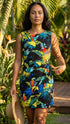 Jungle Parrot Women's Mock Wrap Hawaiian Sarong Dress