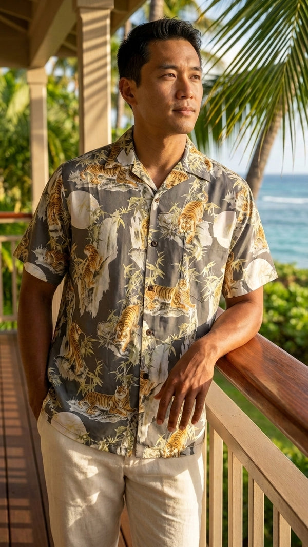 Tigers Faded Men's Classic Hawaiian Shirt (Regular Size)