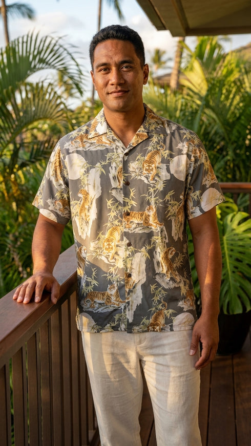 Tigers Faded Men's Classic Hawaiian Shirt (Regular Size)