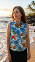 Red Hibiscus Island Women's Fitted Sleeveless Aloha Blouse