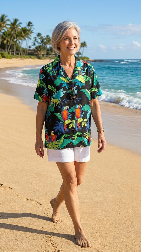 Jungle Parrot Women's Hawaiian Camp Shirt
