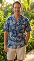 Woodcut Polynesian Island Men's Hawaiian Shirt