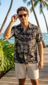 Woodcut Polynesian Island Men's Hawaiian Shirt