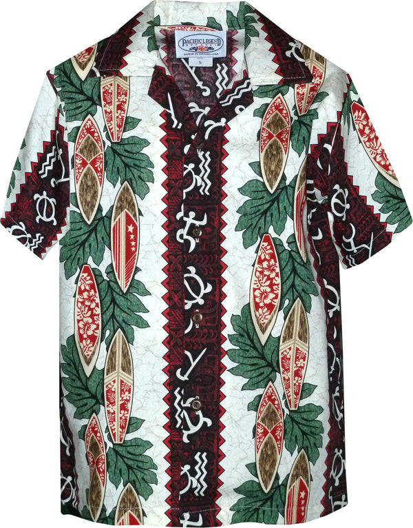 Surfboard Petroglyph Panel Boy's Hawaiian Shirt