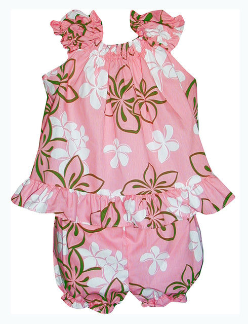 Pastel Baby Plumeria Girl's 2pc Hawaiian Cabana Set