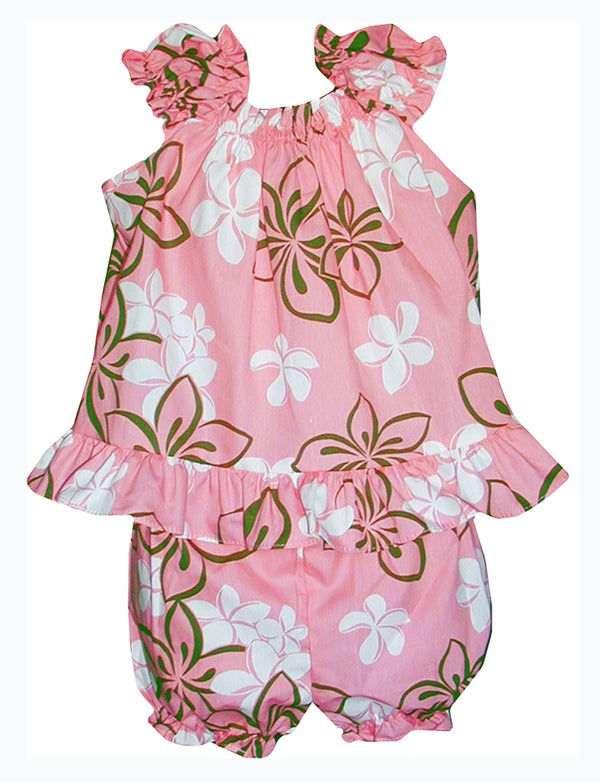 Pastel Baby Plumeria Girl's 2pc Hawaiian Cabana Set