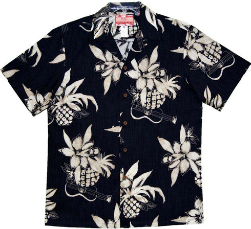 Ukulele Pineapple Sketch Men's Hawaiian Shirt