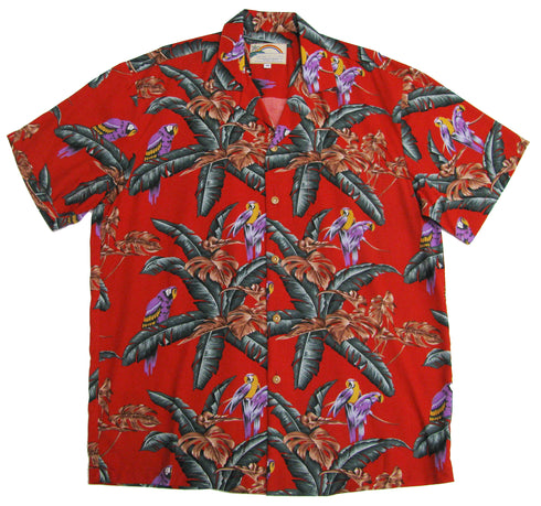 Paradise Found Mens Jungle Bird Tom Selleck Magnum PI Rayon Shirt