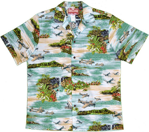 Hawaiian Island Airplane Men's Hawaiian Shirt