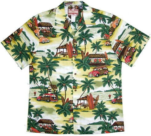 Beach Shack Woody Surfboard Men's Hawaiian Shirt