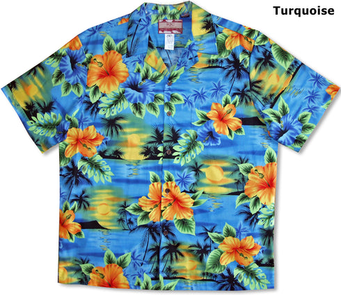 Neon Hibiscus Moon Men's Hawaiian Shirt