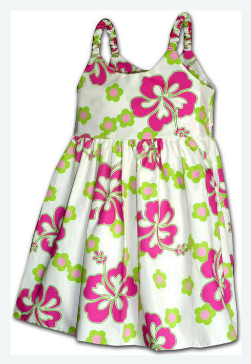 Summer Hibiscus Girl's Hawaiian Flared Dress