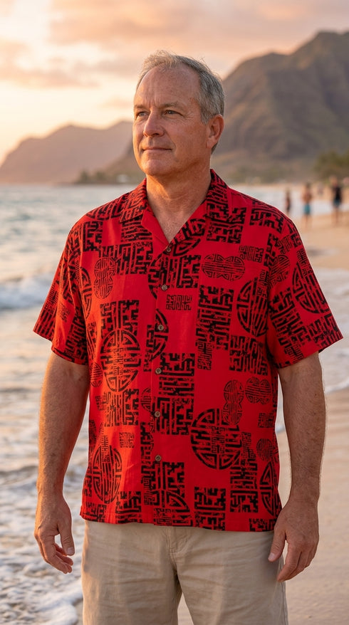 RJC Mens Asian Good Luck Rayon Shirt