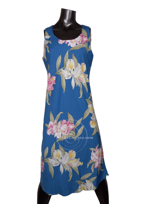 Orchid Corsage Women's Short Tank Flared Hawaiian Dress