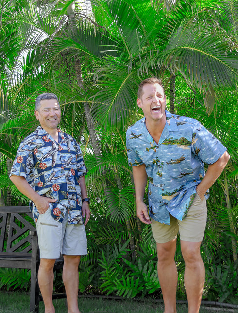 RJC Mens Hibiscus Fighter Airplane Shirt