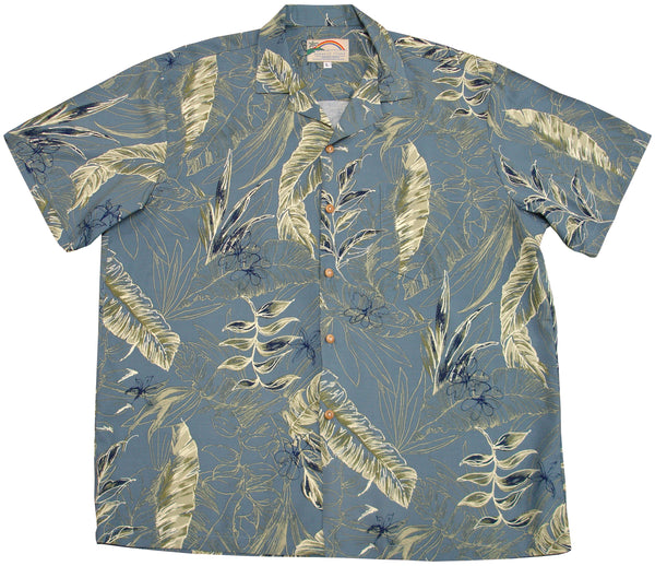 Paradise Found Men's Heliconia Sketch Hawaiian Shirt