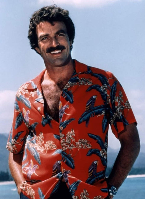 Paradise Found Mens Jungle Bird Tom Selleck Magnum PI Rayon Shirt