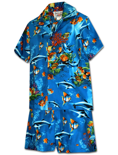 Dolphin Angelfish Boy's 2pc Hawaiian Cabana Set