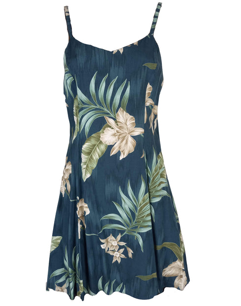 Flating Orchid Women's Princess Seam Flared Hawaiian Dress (Petite Size)