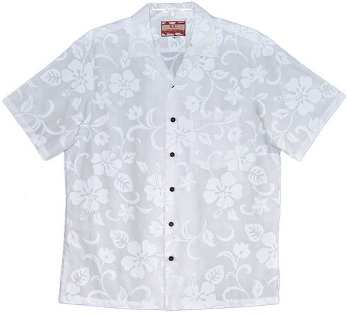 Original Classic Hibiscus Men's Wedding White Hawaiian Shirt
