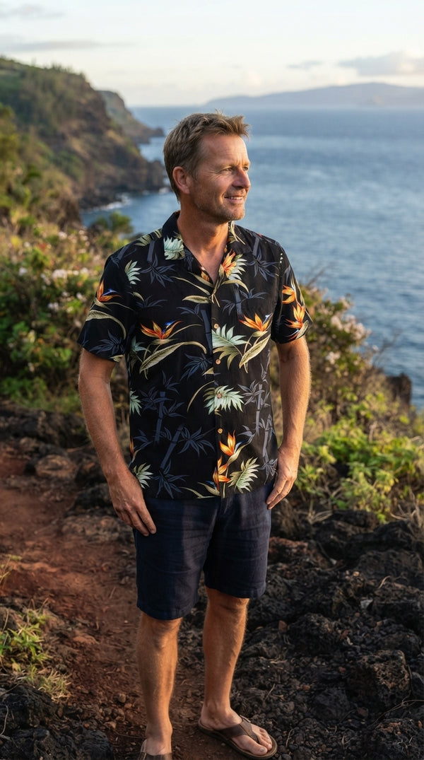 Paradise Found Men's Bamboo Paradise Hawaiian Shirt