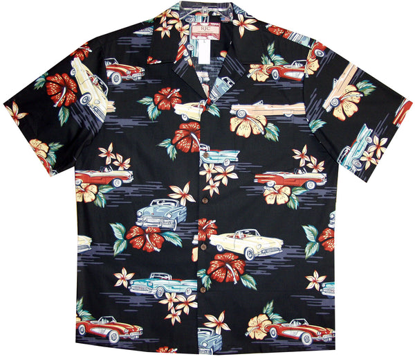 Hibiscus Vintage Automobile Men's Hawaiian Shirt