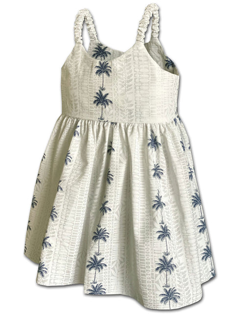 Coconut Tree Panel Girl's Hawaiian Flared Dress