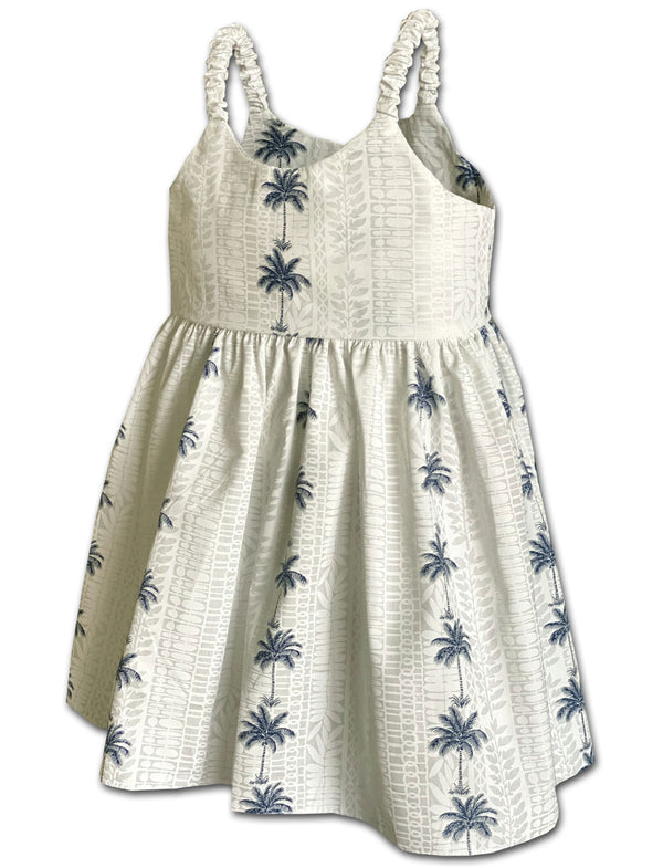 Coconut Tree Panel Girl's Hawaiian Flared Dress
