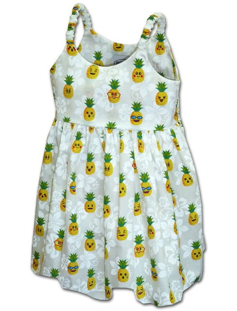 Kawaii Cute Pineapples Girl's Hawaiian Flared Dress