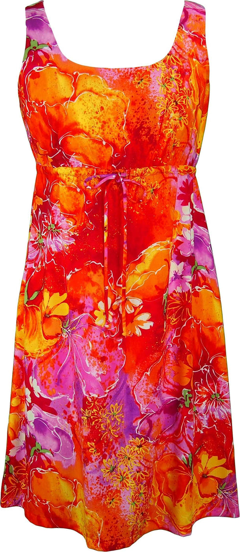 Beauteous Flower Women's Empire Tie Front Hawaiian Dress (Regular Fit)