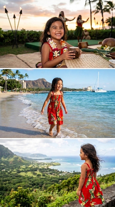 Bird of Paradise Display Girl's Hawaiian Smocked Dress