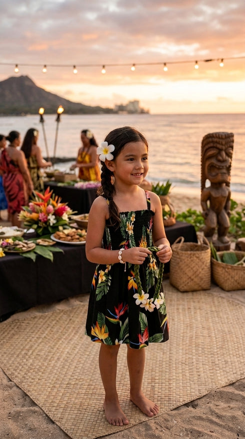 Bird of Paradise Display Girl's Hawaiian Smocked Dress