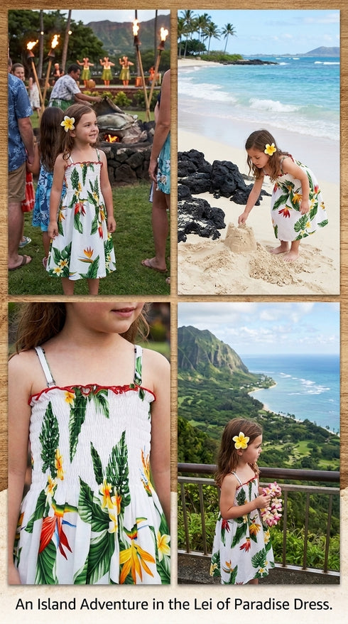 Bird of Paradise Display Girl's Hawaiian Smocked Dress