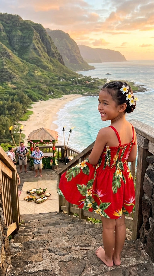 Bird of Paradise Display Girl's Hawaiian Smocked Dress