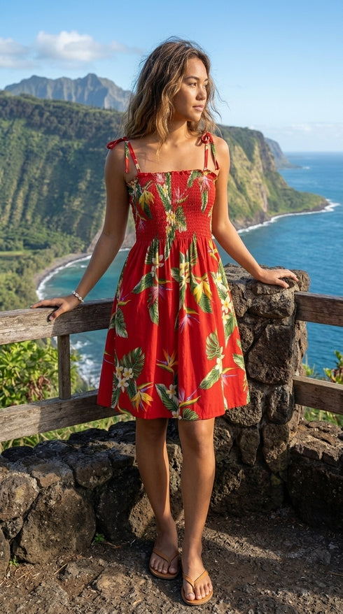 Women’s Smocked Tube Dress – Bird of Paradise Display