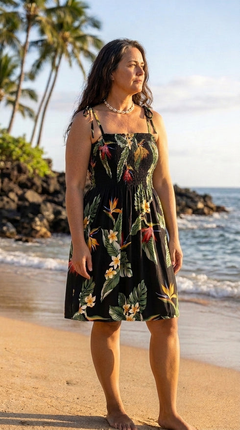 Women’s Smocked Tube Dress – Bird of Paradise Display