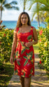 Bird of Paradise Display Women's Empire Tie Front Hawaiian Dress (Generous Fit)