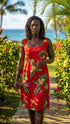 Bird of Paradise Display Women's Empire Tie Front Hawaiian Dress (Generous Fit)