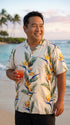 Paradise Found Men's Bird of Paradise Panel Hawaiian Shirt, made in Hawaii