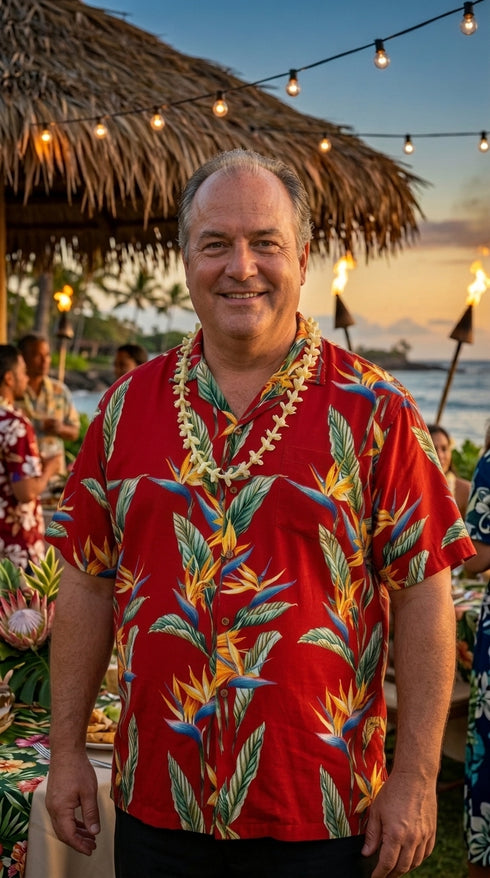 Paradise Found Men's Bird of Paradise Panel Hawaiian Shirt, view 6 of 6