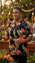 Pacific Legend Mens Bird of Paradise Plumeria Shirt