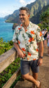 Pacific Legend Mens Bird of Paradise Plumeria Shirt