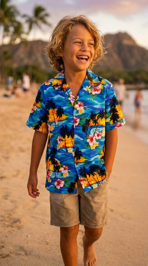 Pacific Legend Brilliant Hawaiian Sunset Boy's Hawaiian Shirt