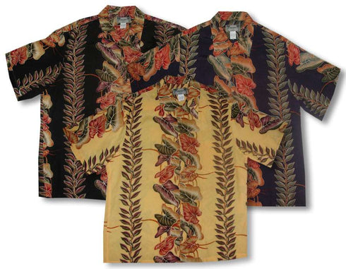 Anthurium Panel Kamehameha Men's Hawaiian Aloha Rayon Vintage Shirt