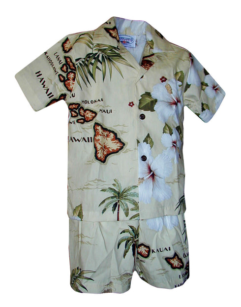 Hawaiian Islands Archipelago Boy's 2pc Hawaiian Cabana Set