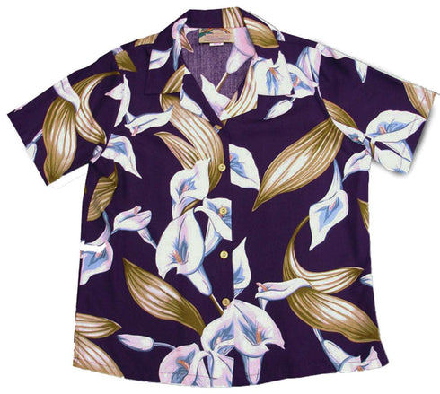 Calla Lily Women's Hawaiian Camp Shirt