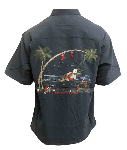 Bamboo Cay Santa's Paradise Tunes Embroidered Christmas Shirt