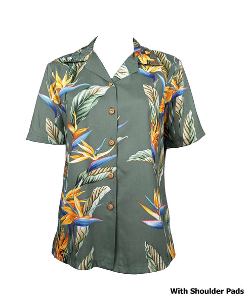 Bird of Paradise Panel Women's Hawaiian Camp Shirt