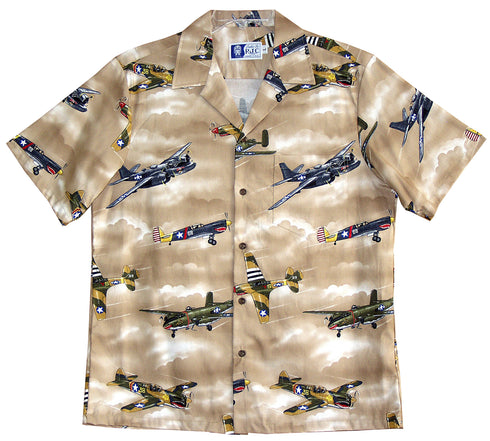 Vintage Fighter Airplane Men's Hawaiian Shirt