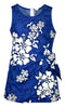 Shadow White Hibiscus Girl's Mock Wrap Hawaiian Sarong Dress
